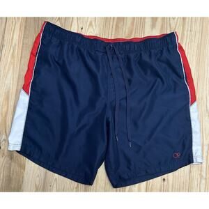 Vintage OP Ocean Pacific swim trunks board shorts size 3XL 48-50Blue Red w/Liner